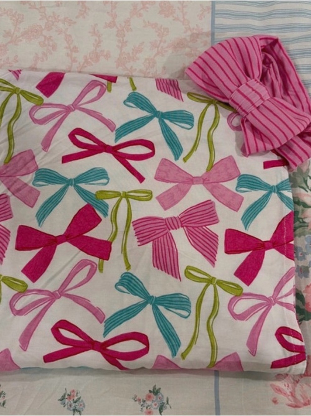 Little Sleepies Ribbons and Bows Swaddle and matching Bow
